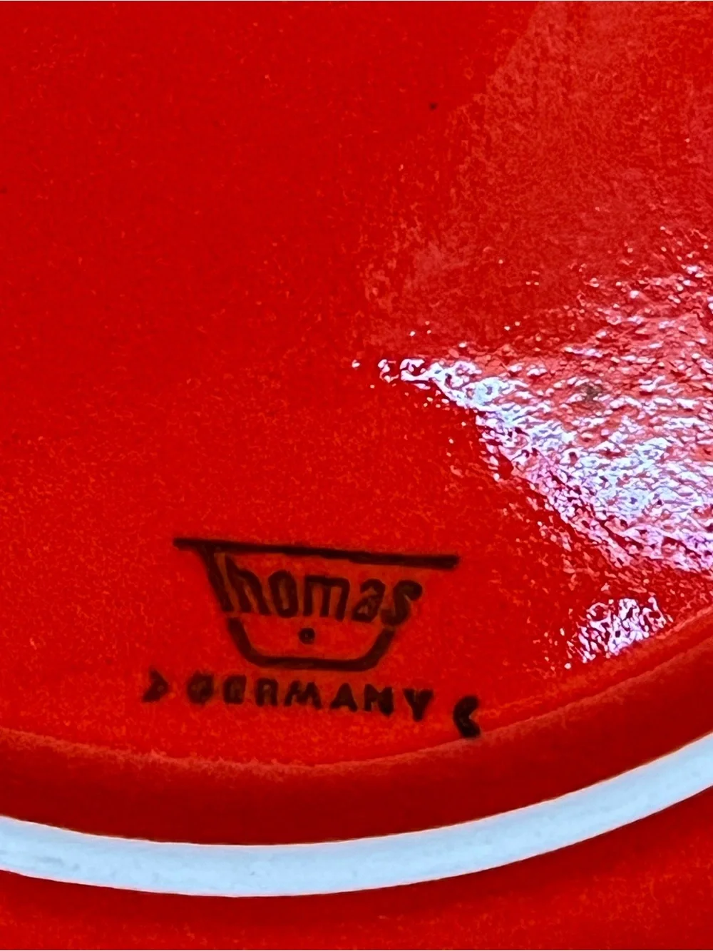 Thomas Germany Red Ceramic Salad Plate with Black Rim - Home Dining
